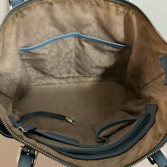 Michael Kors Charlotte Large Saffiano Leather Top Zip Tote Bag, Denim Blue - Picture 7 of 7